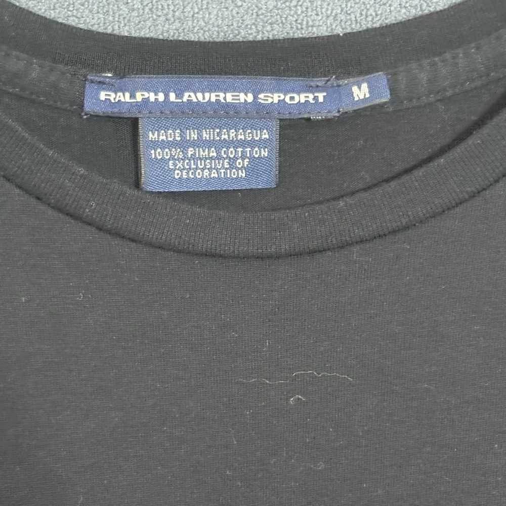 Ralph Lauren Sport Women's Medium Black 100% Pima Cotton t-shirt 90's Preppy - Picture 3 of 5